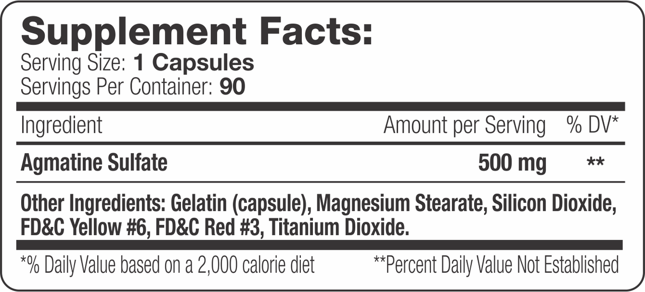 Agmatine XT Label Supplement Facts