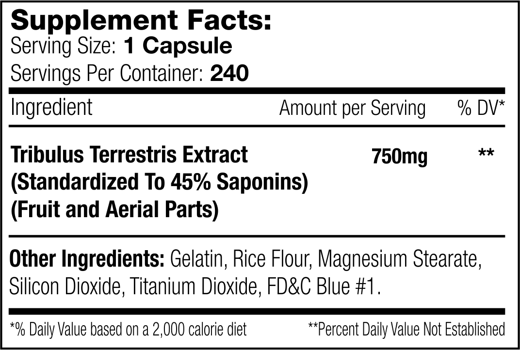 Tribulus-750 240 cap Supplement Facts